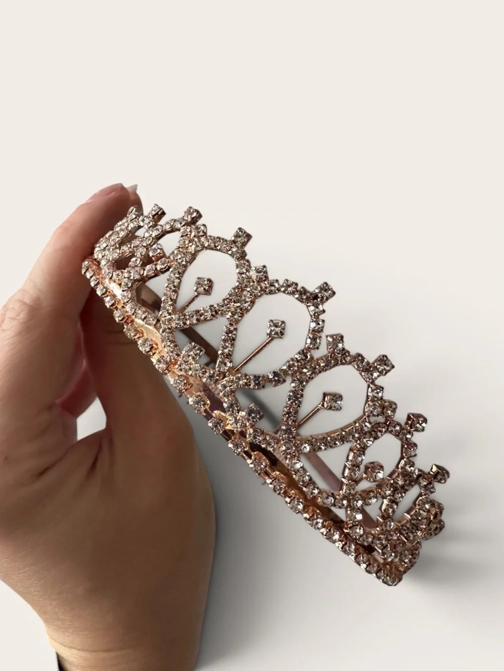 Rose Gold Crystal Tiara Headband for Women - Elegant Sparkle